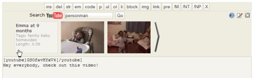 The YouTube plugin in action