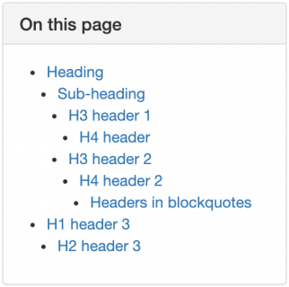 Table of Contents Plugin