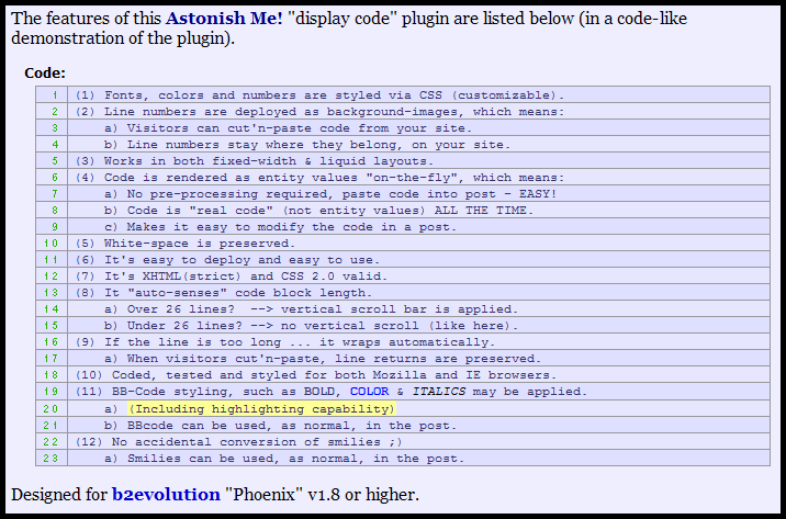 Display Code Plugin