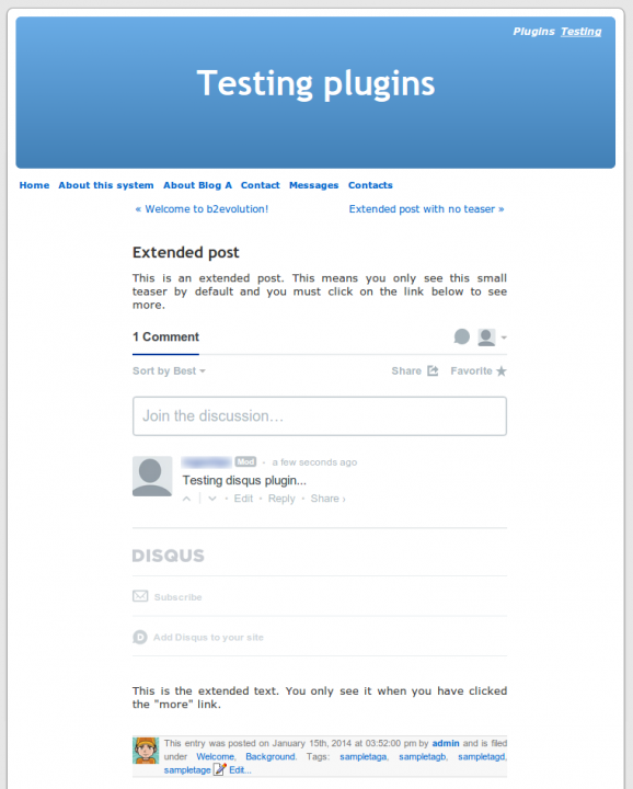 Disqus Plugin