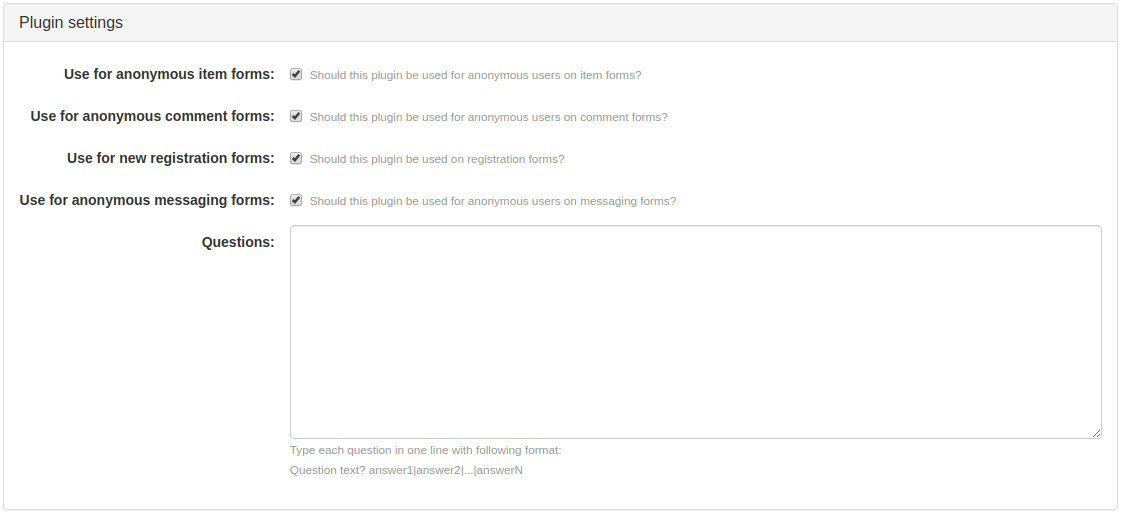 Captcha Questions Plugin