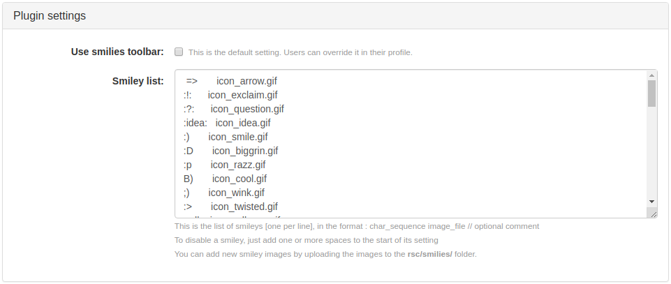 Smilies plugin