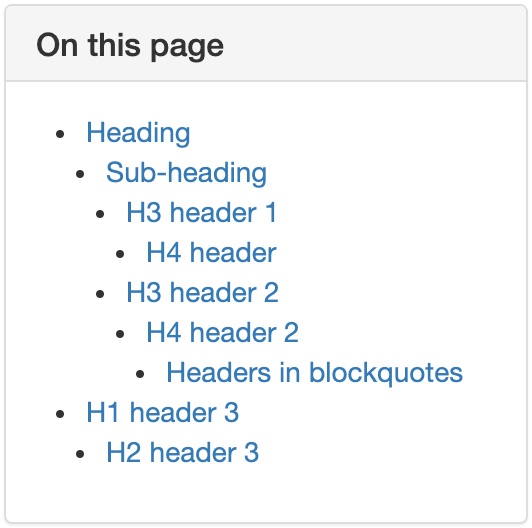 Table of Contents Plugin