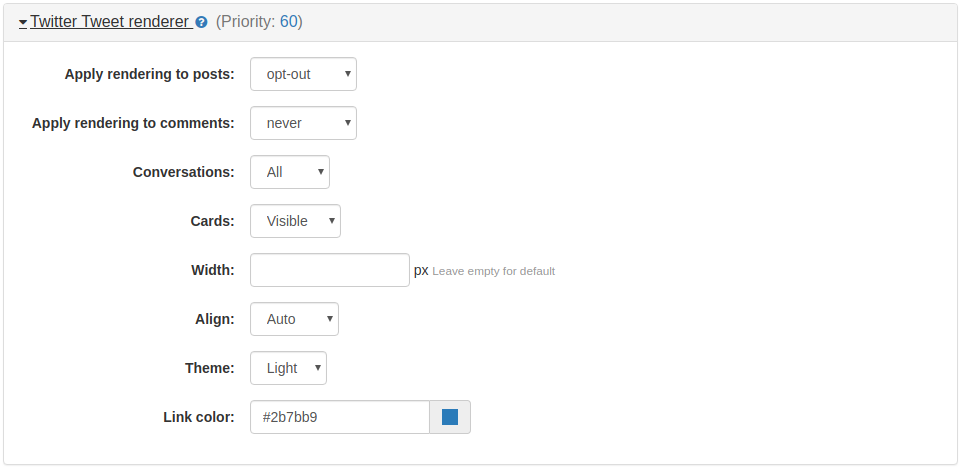 Twitter Tweet Renderer Plugin